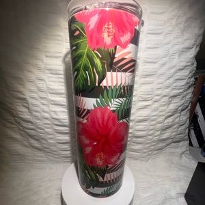 Custom Sublimation Tumbler Hibiscus Flower Stripes Women 20oz